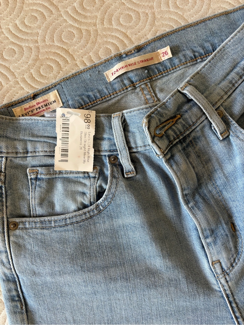 Levi's High Rise Straight Jeans — Light Wash Blue